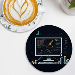 Remote Work Work From Home Online Work Uv Print Round Tile Coaster by pakminggu