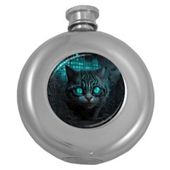 Angry Cat Fantasy Round Hip Flask (5 Oz) by pakminggu