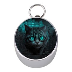 Angry Cat Fantasy Mini Silver Compasses by pakminggu