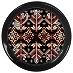 Vector Illustration Of Ukrainian Folk Seamless Pattern Ethnic Ornament Border Element Traditional Wall Clock (Black) Front