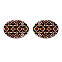 Vector Illustration Of Ukrainian Folk Seamless Pattern Ethnic Ornament Border Element Traditional Cufflinks (oval) by pakminggu