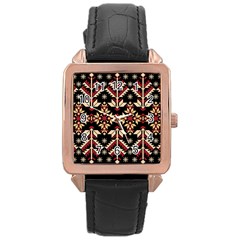 Vector Illustration Of Ukrainian Folk Seamless Pattern Ethnic Ornament Border Element Traditional Rose Gold Leather Watch  by pakminggu