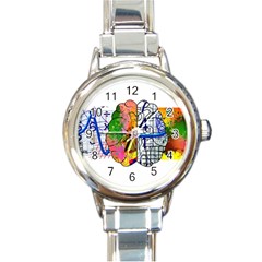 Brain Cerebrum Biology Abstract Round Italian Charm Watch by pakminggu