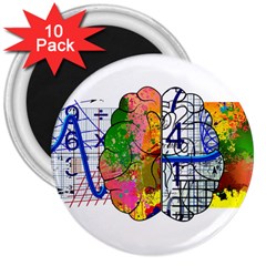 Brain Cerebrum Biology Abstract 3  Magnets (10 Pack)  by pakminggu