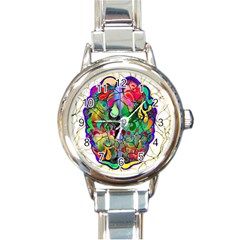 Brain Head Mind Man Silhouette Round Italian Charm Watch by pakminggu