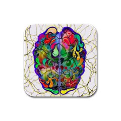 Brain Head Mind Man Silhouette Rubber Square Coaster (4 Pack) by pakminggu