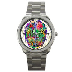 Brain Head Mind Man Silhouette Sport Metal Watch by pakminggu