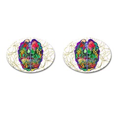 Brain Head Mind Man Silhouette Cufflinks (oval) by pakminggu