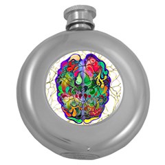 Brain Head Mind Man Silhouette Round Hip Flask (5 Oz) by pakminggu