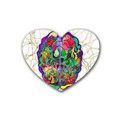 Brain Head Mind Man Silhouette Rubber Heart Coaster (4 Pack) by pakminggu