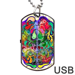 Brain Head Mind Man Silhouette Dog Tag Usb Flash (two Sides) by pakminggu