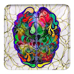 Brain Head Mind Man Silhouette Square Glass Fridge Magnet (4 Pack) by pakminggu