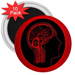 Artificial Intelligence Brain Think 3  Magnets (10 Pack)  by pakminggu