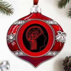 Artificial Intelligence Brain Think Metal Snowflake And Bell Red Ornament