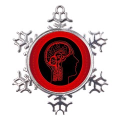 Artificial Intelligence Brain Think Metal Large Snowflake Ornament by pakminggu