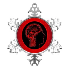 Artificial Intelligence Brain Think Metal Small Snowflake Ornament by pakminggu