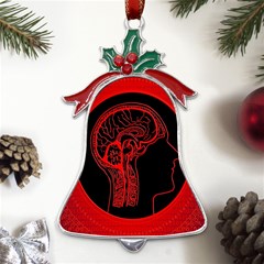 Artificial Intelligence Brain Think Metal Holly Leaf Bell Ornament by pakminggu