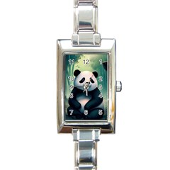 Animal Panda Forest Tree Natural Rectangle Italian Charm Watch