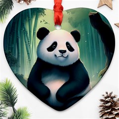 Animal Panda Forest Tree Natural Ornament (Heart)