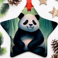 Animal Panda Forest Tree Natural Ornament (Star)