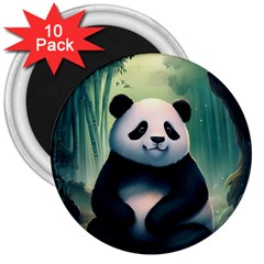 Animal Panda Forest Tree Natural 3  Magnets (10 pack) 