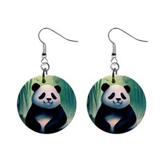 Animal Panda Forest Tree Natural Mini Button Earrings