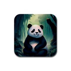 Animal Panda Forest Tree Natural Rubber Square Coaster (4 Pack) by pakminggu