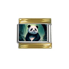 Animal Panda Forest Tree Natural Gold Trim Italian Charm (9mm)