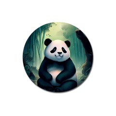 Animal Panda Forest Tree Natural Magnet 3  (Round)