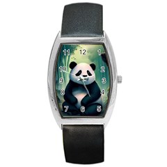 Animal Panda Forest Tree Natural Barrel Style Metal Watch