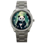 Animal Panda Forest Tree Natural Sport Metal Watch Front