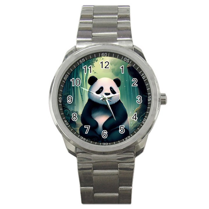 Animal Panda Forest Tree Natural Sport Metal Watch