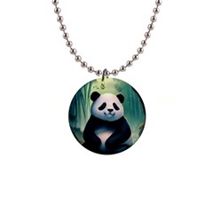 Animal Panda Forest Tree Natural 1  Button Necklace by pakminggu