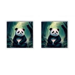 Animal Panda Forest Tree Natural Cufflinks (Square)