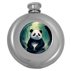 Animal Panda Forest Tree Natural Round Hip Flask (5 Oz)