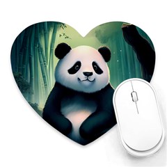 Animal Panda Forest Tree Natural Heart Mousepad