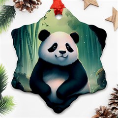 Animal Panda Forest Tree Natural Ornament (Snowflake)