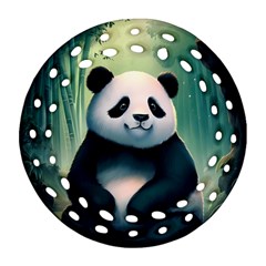 Animal Panda Forest Tree Natural Round Filigree Ornament (two Sides) by pakminggu