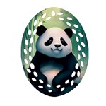 Animal Panda Forest Tree Natural Ornament (Oval Filigree) Front