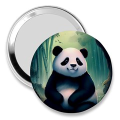 Animal Panda Forest Tree Natural 3  Handbag Mirrors