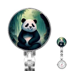 Animal Panda Forest Tree Natural Stainless Steel Nurses Watch