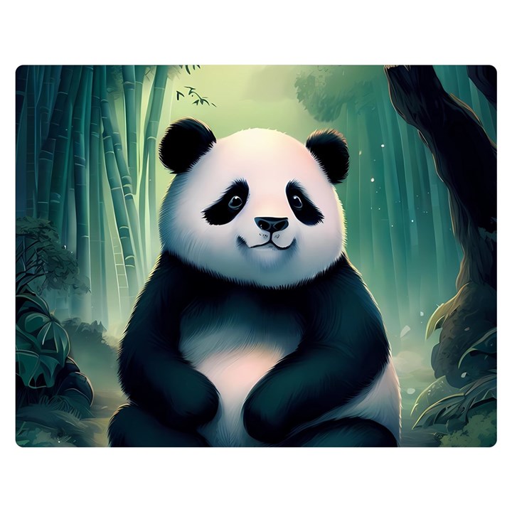 Animal Panda Forest Tree Natural Two Sides Premium Plush Fleece Blanket (Medium)