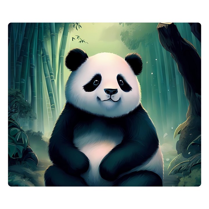 Animal Panda Forest Tree Natural Premium Plush Fleece Blanket (Small)