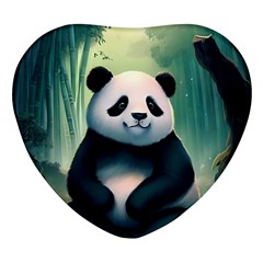 Animal Panda Forest Tree Natural Heart Glass Fridge Magnet (4 pack)