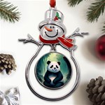 Animal Panda Forest Tree Natural Metal Snowman Ornament Front