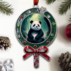 Animal Panda Forest Tree Natural Metal X Mas Lollipop with Crystal Ornament