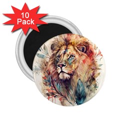 Lion Africa African Art 2 25  Magnets (10 Pack)  by pakminggu