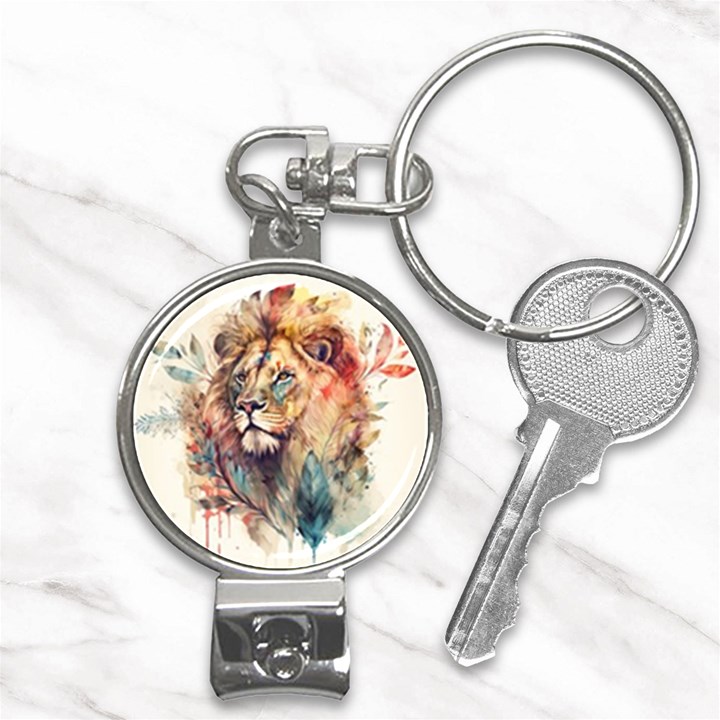 Lion Africa African Art Nail Clippers Key Chain