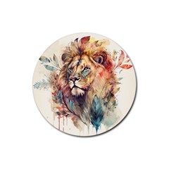 Lion Africa African Art Rubber Coaster (round) by pakminggu