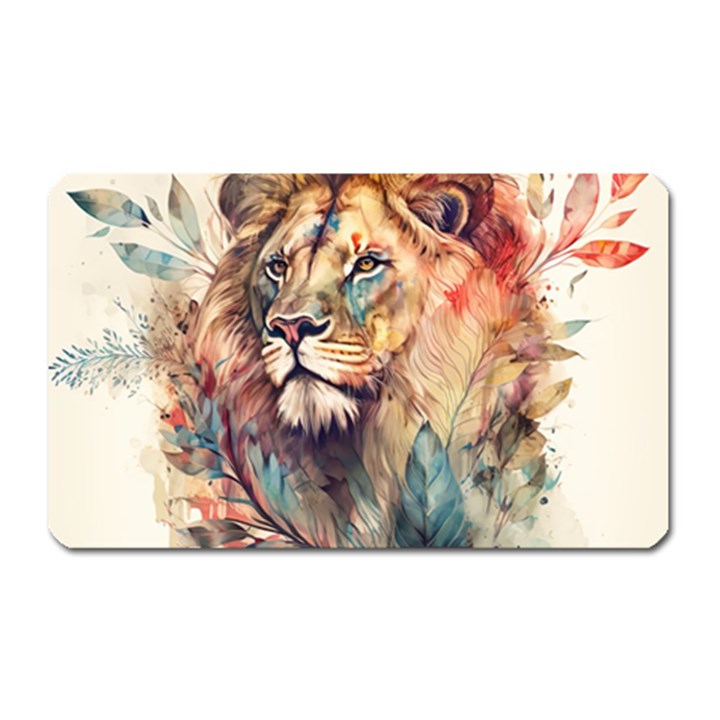 Lion Africa African Art Magnet (Rectangular)